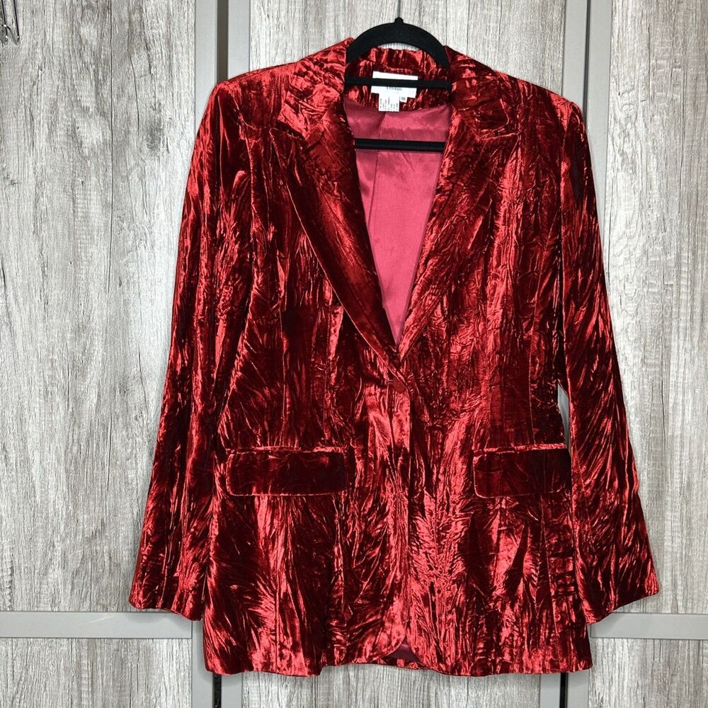 Charles Gray London Whimsygoth Steampunk Red Crushed Velvet Vintage Blazer 10